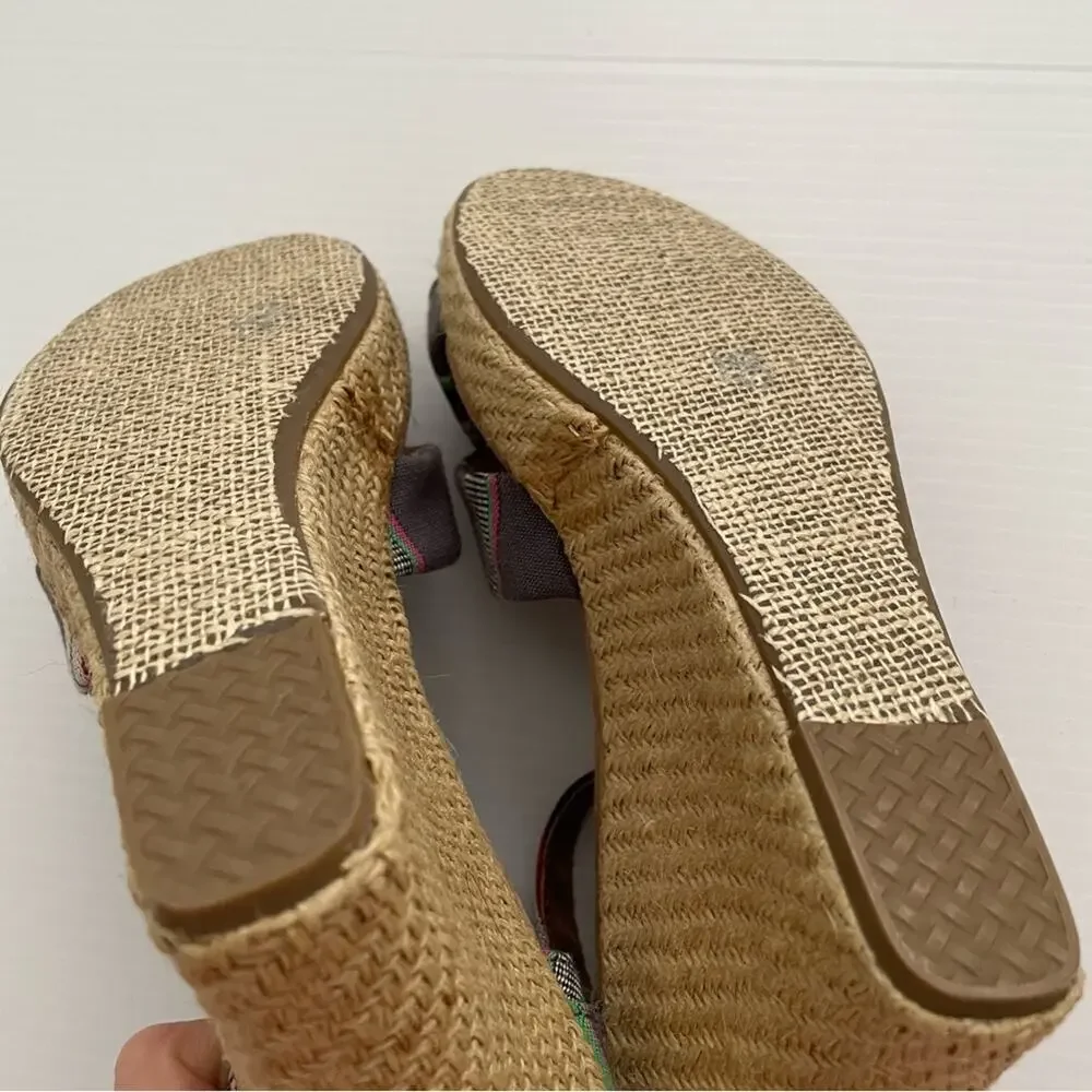 Toms Sienna striped strappy wedge sandals size 9.5 W